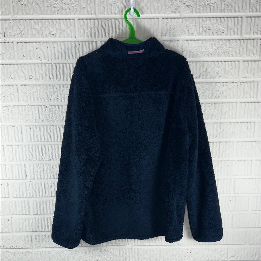 Vineyard Vines Navy Sherpa Quarter-Zip Pullover Sweater - Picture 2 of 4